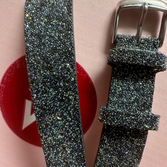 Sparkle Glitter Leather Michele Watch Band 18mm - Picture 3 of 9